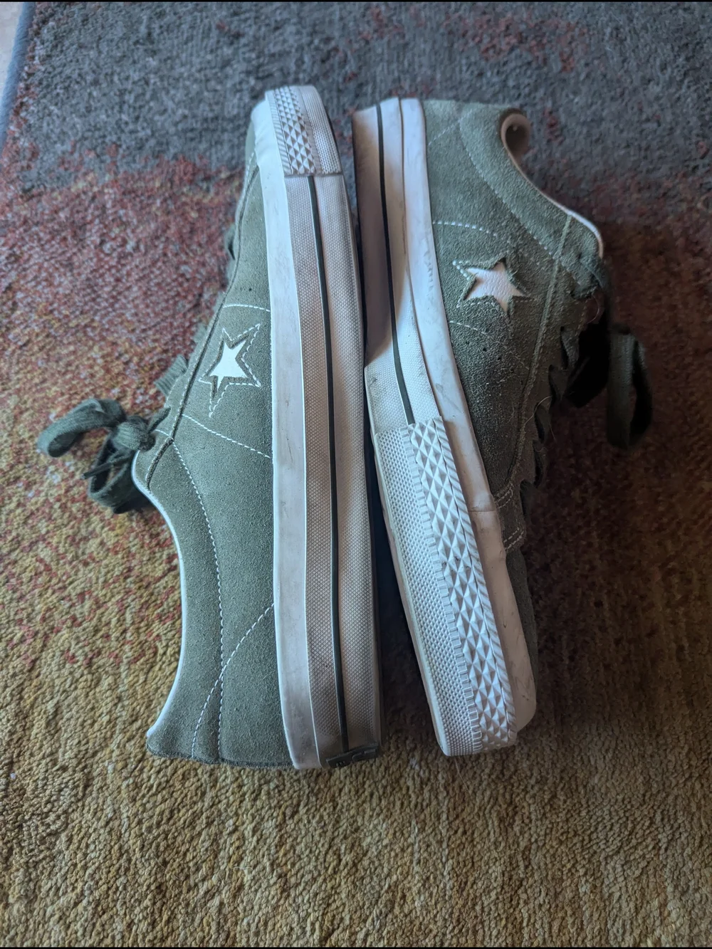 Converse Olive Green Suede One Star Sneakers - Picture 4 of 5